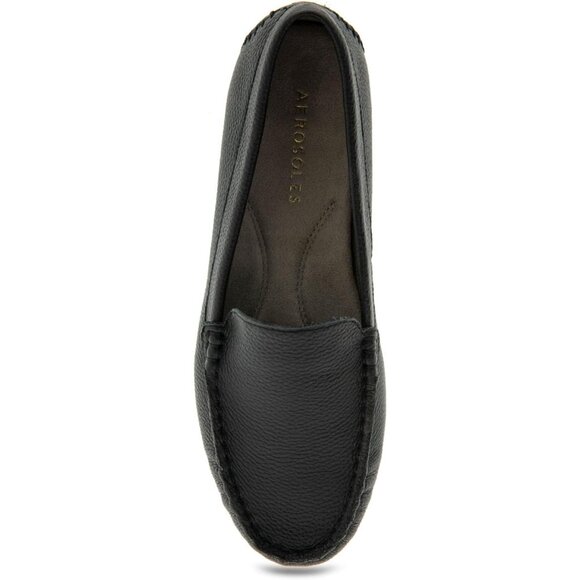 Aerosoles Womens Black Black Leather Closed Rounded Toe Over Drive Flats Loafer - Picture 5 of 7